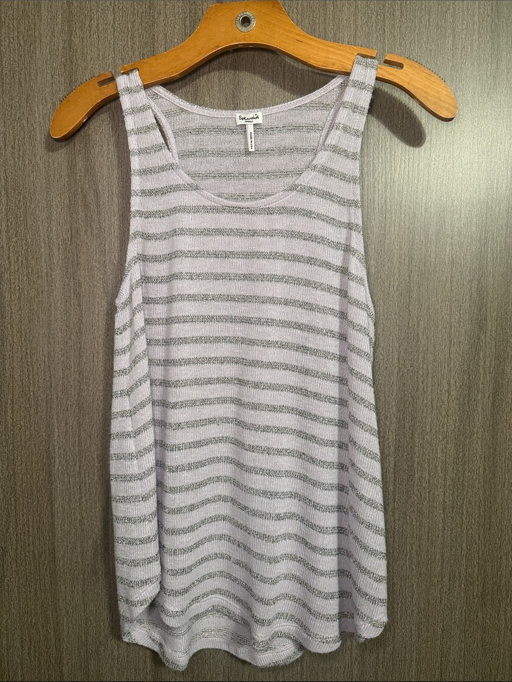 Splendid Women's Striped Light Purple and Metallic Gray Tank Top Size Small NWOT
